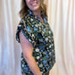 Moonlit Florals Curvy Black Scallop Top