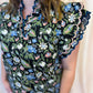 Moonlit Florals Curvy Black Scallop Top