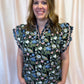 Moonlit Florals Curvy Black Scallop Top