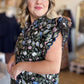 Moonlit Florals Curvy Black Scallop Top