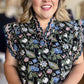 Moonlit Florals Curvy Black Scallop Top