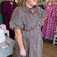 Morning Roast Plus-Size Brown Striped Midi Dress