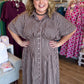Morning Roast Plus-Size Brown Striped Midi Dress