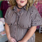 Morning Roast Plus-Size Brown Striped Midi Dress