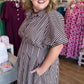 Morning Roast Plus-Size Brown Striped Midi Dress