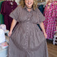 Morning Roast Plus-Size Brown Striped Midi Dress