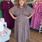 Morning Roast Plus-Size Brown Striped Midi Dress