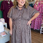 Morning Roast Plus-Size Brown Striped Midi Dress