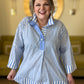 Mother of Pearl Curvy Blue Striped Blouse