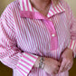 Mother of Pearl Curvy Pink Striped Blouse