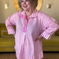 Mother of Pearl Curvy Pink Striped Blouse