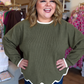 Brunch in Banff Curvy Olive Scalloped Sweater