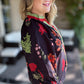 Hermosa Flor Curvy Black Floral Textured Top