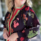 Hermosa Flor Curvy Black Floral Textured Top