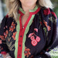 Hermosa Flor Curvy Black Floral Textured Top