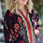 Hermosa Flor Curvy Black Floral Textured Top