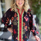 Hermosa Flor Curvy Black Floral Textured Top