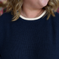 Midnight in Milan Curvy Navy Scalloped Sweater