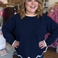 Midnight in Milan Curvy Navy Scalloped Sweater