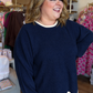 Midnight in Milan Curvy Navy Scalloped Sweater