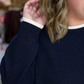 Midnight in Milan Curvy Navy Scalloped Sweater