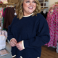 Midnight in Milan Curvy Navy Scalloped Sweater