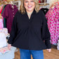 Noir Lines Curvy Black V-Neck Collar Top