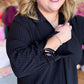 Noir Lines Curvy Black V-Neck Collar Top