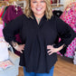 Noir Lines Curvy Black V-Neck Collar Top