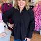 Noir Lines Curvy Black V-Neck Collar Top