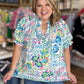 Ocean Air & Bright Flair Curvy Multicolor Texture Top