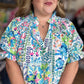 Ocean Air & Bright Flair Curvy Multicolor Texture Top