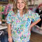Ocean Air & Bright Flair Curvy Multicolor Texture Top