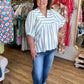 Ocean Mist Curvy Blue Stripe Dolman Top