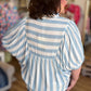 Ocean Mist Curvy Blue Stripe Dolman Top