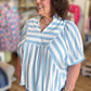 Ocean Mist Curvy Blue Stripe Dolman Top