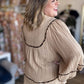 Oh My Gourd Curvy Textured Leopard Trim Blouse
