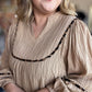 Oh My Gourd Curvy Textured Leopard Trim Blouse
