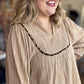 Oh My Gourd Curvy Textured Leopard Trim Blouse