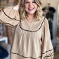 Oh My Gourd Curvy Textured Leopard Trim Blouse