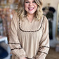 Oh My Gourd Curvy Textured Leopard Trim Blouse