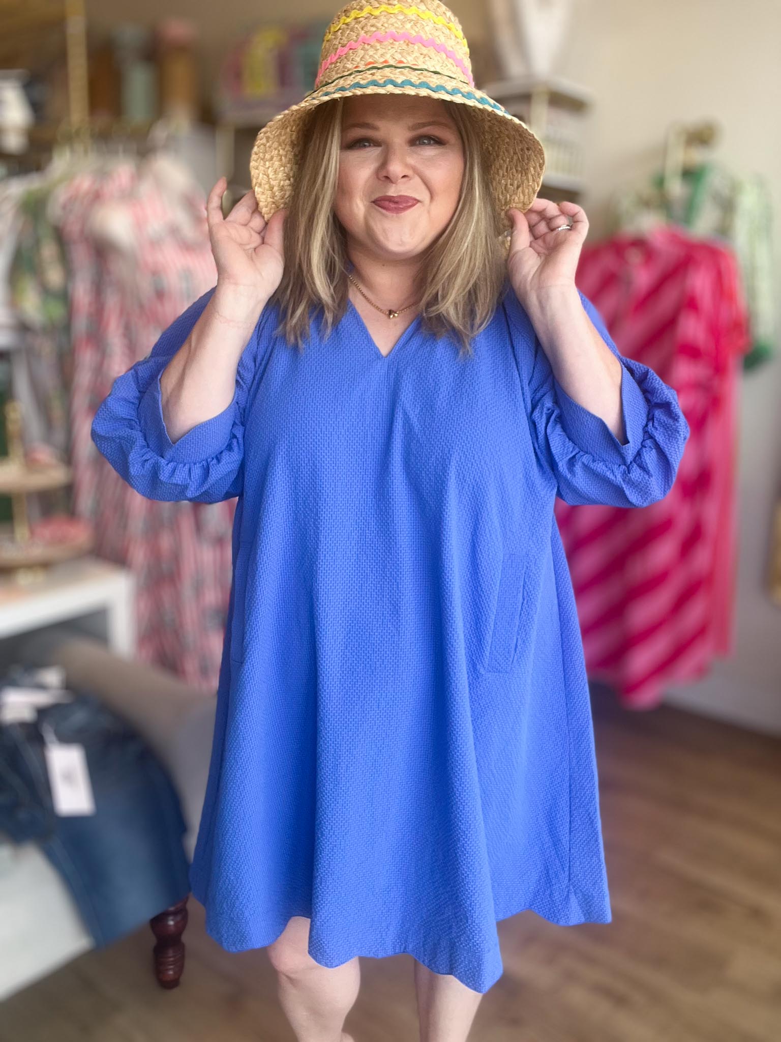 Old Glory Curvy Blue Scalloped Dress 1X