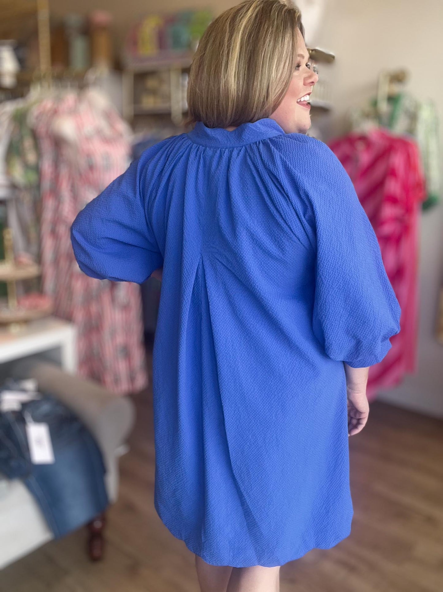 Old Glory Curvy Blue Scalloped Dress