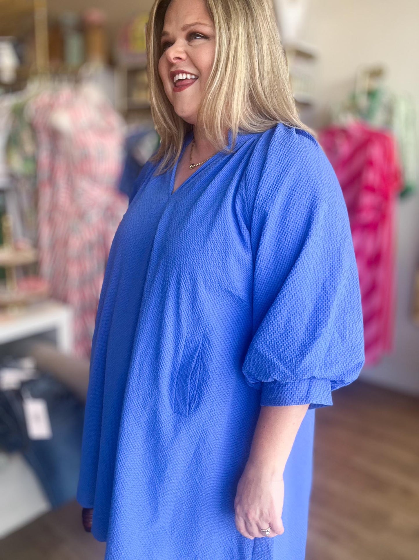 Old Glory Curvy Blue Scalloped Dress