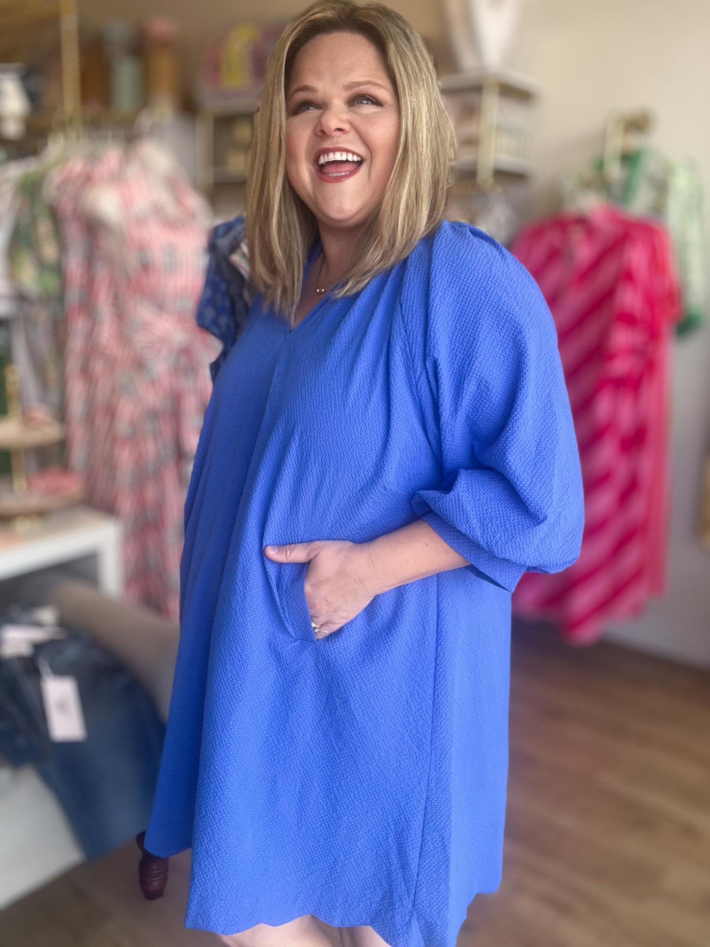 Old Glory Curvy Blue Scalloped Dress