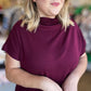 Old Money Vibes Curvy Ruby Mock Neck Knit Top
