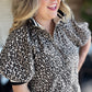 On the Prowl Cheetah Ribbed Collar Top