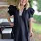 On the Wild Side Curvy Black Leopard Trim Dress
