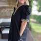 On the Wild Side Curvy Black Leopard Trim Dress