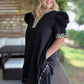 On the Wild Side Curvy Black Leopard Trim Dress